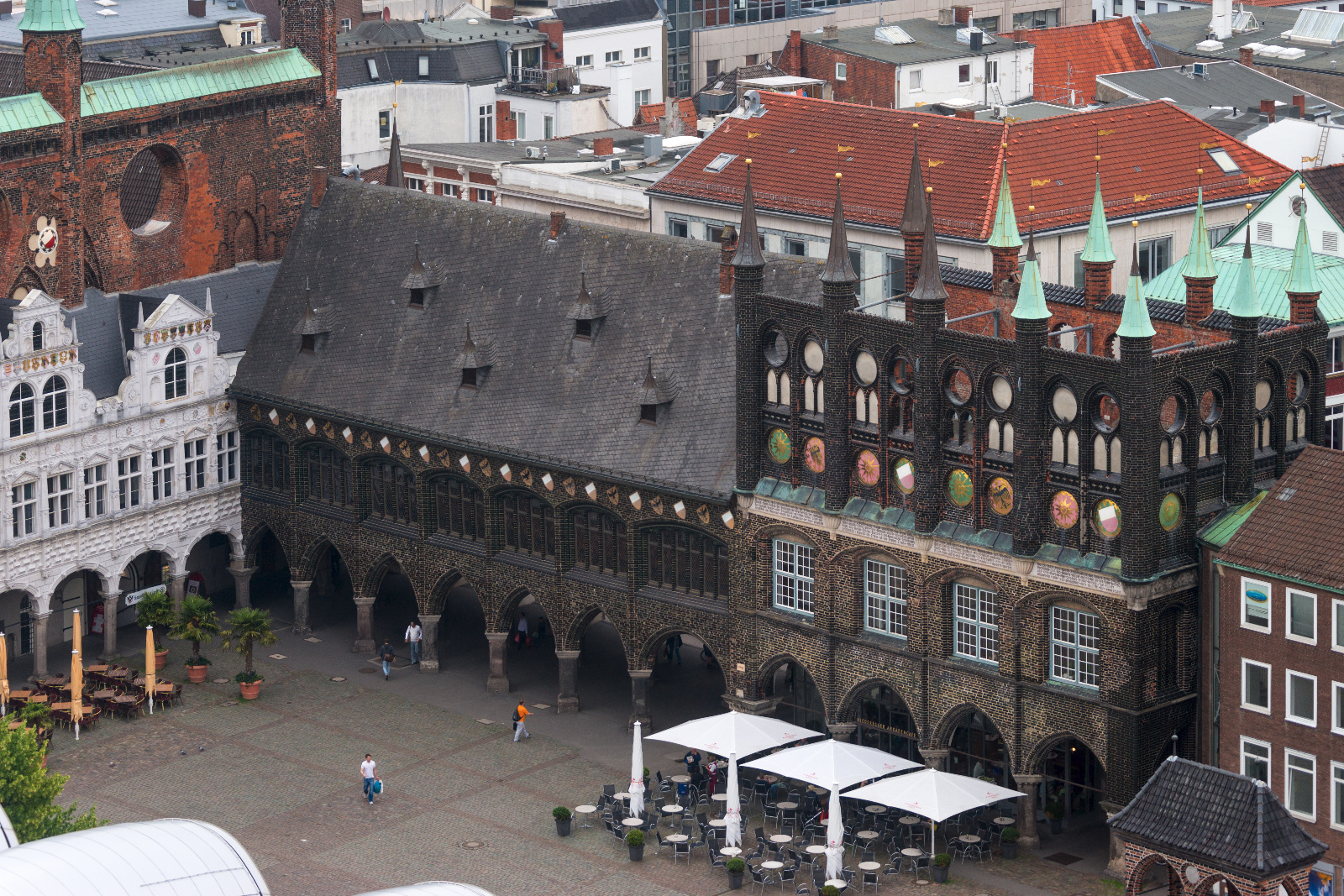 Blick vom Turm der Petrikirche auf das alte Lübeck
